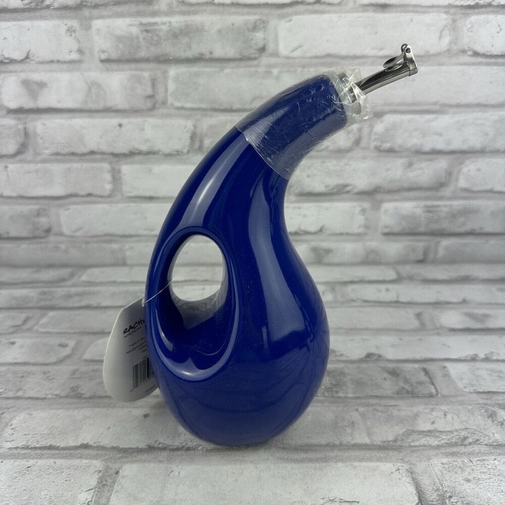 Rachael Ray Blue Stoneware EVOO Olive Oil Dispenser Bottle with Spout New No Box